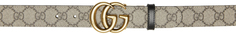 Двусторонний черно-бежевый ремень GG Marmont Gucci