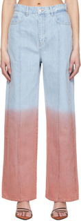 Сине-розовые выцветшие джинсы Rokh