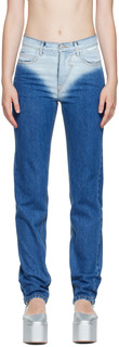 Синие джинсы прямого кроя с эффектом потертости Pushbutton
