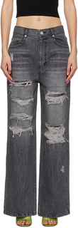 Серые рваные джинсы DRAE
