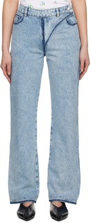 Синие потертые джинсы Nina Ricci