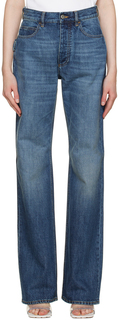Синие прямые джинсы с высокой посадкой Bottega Veneta