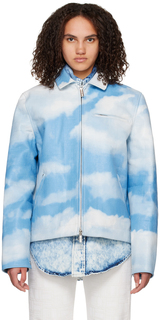 Бело-голубая кожаная куртка Sky Puzzle VTMNTS