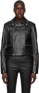 Черная кожаная куртка с шипами Helmut Lang