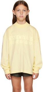 Детская желтая футболка с длинным рукавом с логотипом Essentials
