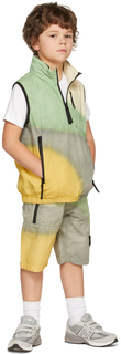 Детский желто-зеленый жилет с аэрографом Stone Island Junior