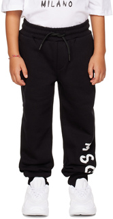 Детские черные брюки с логотипом MSGM Kids