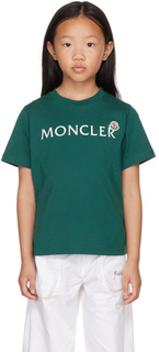Детская зеленая футболка с логотипом Moncler Enfant