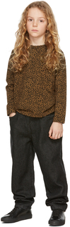 Детская коричнево-черная футболка с длинным рукавом Animaux Wynken