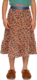 Детская коричневая юбка с оборками и леопардовым принтом Bonmot Organic