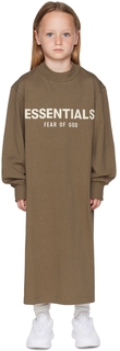Детское коричневое платье-футболка с логотипом Essentials