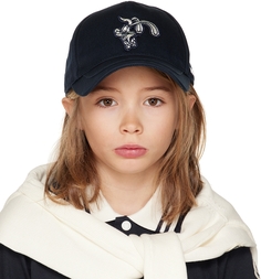 Детская темно-синяя кепка с вышивкой Moncler Enfant