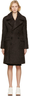 Коричневое пальто из ворсованной альпаки Bottega Veneta