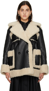 Куртка из искусственной овчины со вставками Black &amp; Off-White sacai