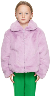 Детская фиолетовая куртка из искусственного меха на молнии MSGM Kids