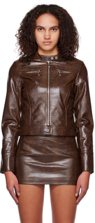 Коричневая куртка из искусственной кожи Hannah Jewett Edition Miaou