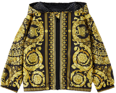 Детская черно-золотая куртка в стиле барокко Versace