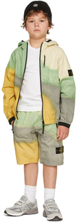 Детская желто-зеленая куртка с аэрографом Stone Island Junior