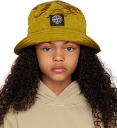 Детская шляпа-ведро цвета хаки с нашивкой Stone Island Junior