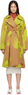 Бежево-зеленое пальто для роста Issey Miyake