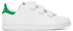 Детские бело-зеленые кроссовки Stan Smith на липучках для маленьких детей adidas Kids