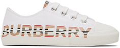 Детские белые кроссовки в полоску с логотипом Burberry