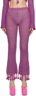 Пурпурные вязаные домашние брюки крючком Moschino