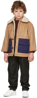 Детское светло-коричневое и темно-синее пальто Discovery из искусственного меха Wynken