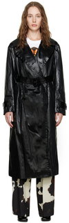 Черное двубортное пальто Dries Van Noten