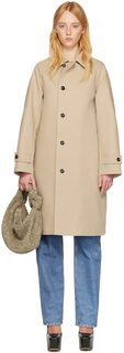 Бежевое пальто с воротником-стойкой Bottega Veneta