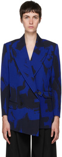 Синий пиджак в стиле граффити Alexander McQueen