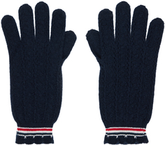Темно-синие перчатки с сенсорным экраном Thom Browne