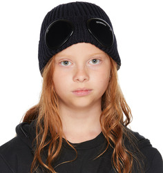 Детская темно-синяя шапка с очками C.P. Company Kids