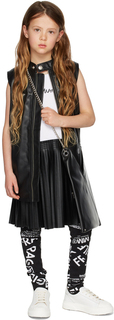 Детское черное байкерское платье из искусственной кожи MM6 Maison Margiela