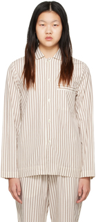 Off-White и коричневая пижамная рубашка с длинным рукавом Tekla