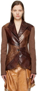 Коричневый пиджак из искусственной кожи Becca Andersson Bell