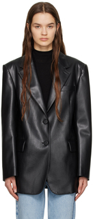 Черный свободный пиджак из искусственной кожи DRAE