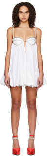Белое мини-платье с фестонами AREA