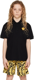 Детская черная футболка-поло Medusa Polo Versace