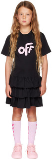 Детское черное округлое гибридное платье Off-White
