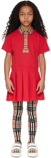 Детское красное платье с отделкой в ​​винтажную клетку Burberry