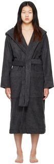 Черный объемный халат с капюшоном Tekla