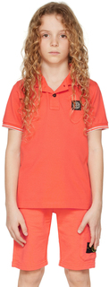 Детская футболка-поло с оранжевой нашивкой Stone Island Junior