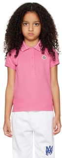 Детская розовая рубашка-поло из жаккарда Moncler Enfant