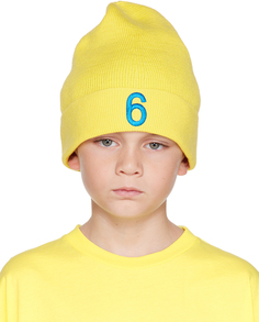 Детская желтая шапка &apos;6&apos; Beanie MM6 Maison Margiela