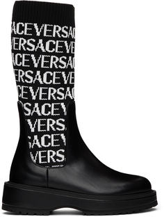 Детские черные ботинки с логотипом Versace
