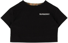 Детская черная футболка с логотипом Burberry