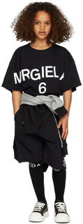 Детские черные шорты с логотипом MM6 Maison Margiela