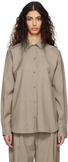 Серо-коричневая рубашка с заниженным хвостом Totême Toteme