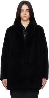 Черное пальто с заостренными лацканами Yves Salomon - Meteo